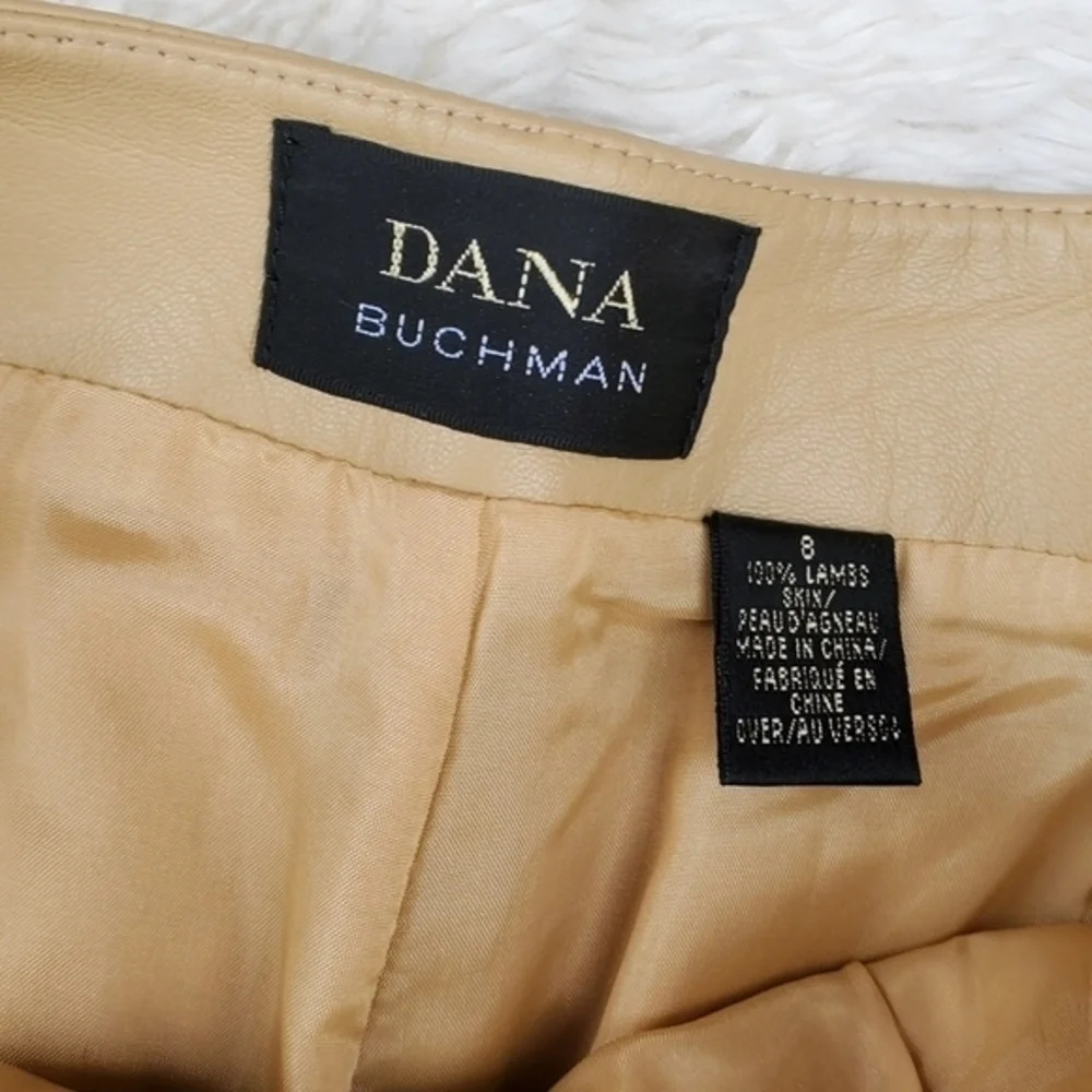 Vintage Dana Buchman Super Soft Trouser beige leather pants 8 - Picture 8 of 13
